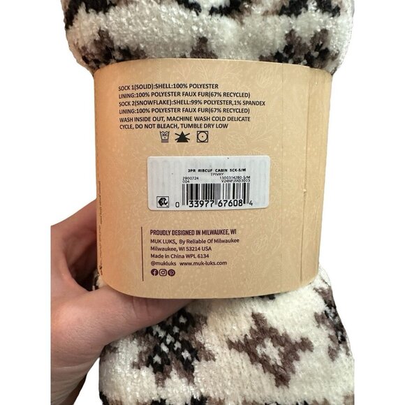 Muk Luks Cabin Socks Women’s S/M Non Slip Cozy Neutral - Picture 4 of 6